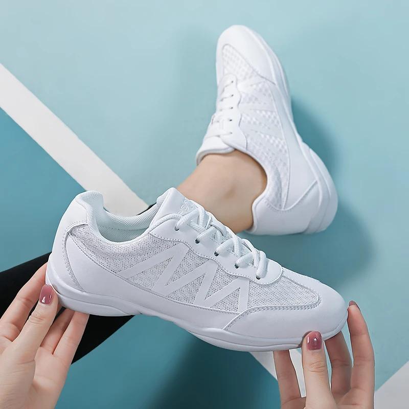Chaussures de cheerleading blanches pour filles, légères, respirantes, pour la danse, l'aérobic, le