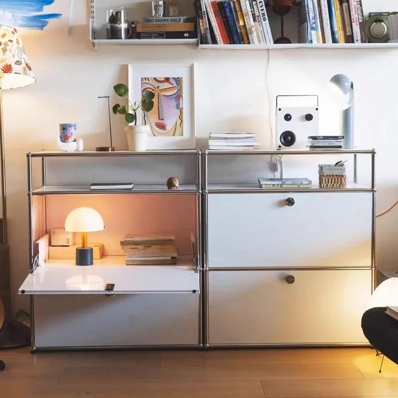 Armoire de cuisine noir et blanc, Module en acier inoxydable 304, armoire de rangement, casier, comm