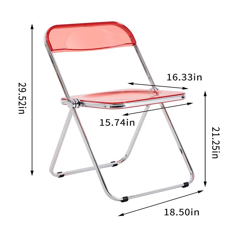 Chaise pliante transparente rouge, siège de salon en plastique PC