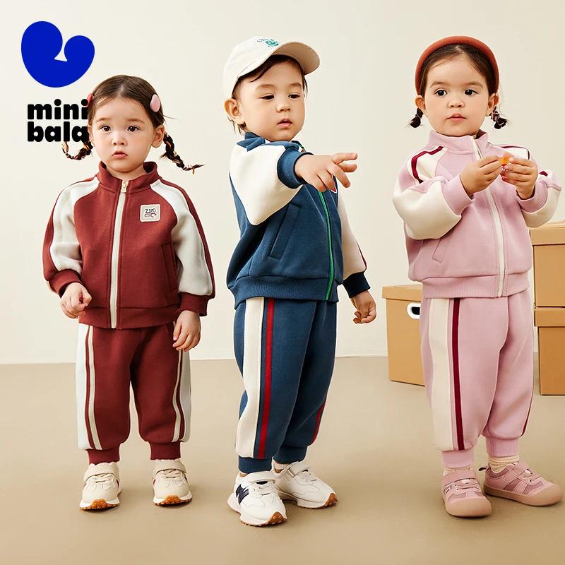 Ensemble deux pièces de style sportif vintage pour enfants, mini bala unisexe, manches longues, cari