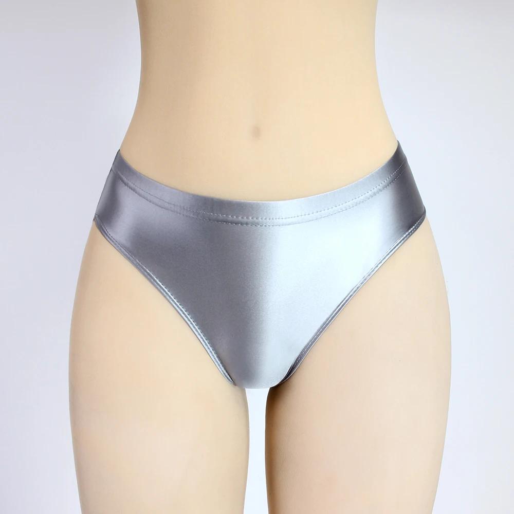 Collant brillant sexy pour hommes - Culotte bikini soyeuse basse pour natation femmes