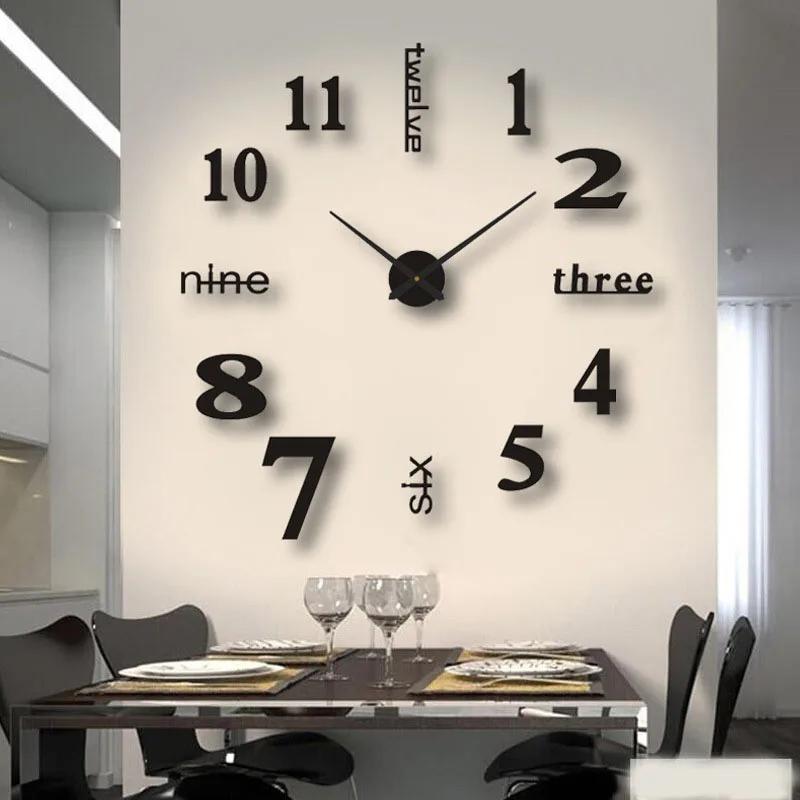 Affiche numérique 3D de grande taille sans son, 90 à 120cm, décoration de la maison, horloge murale