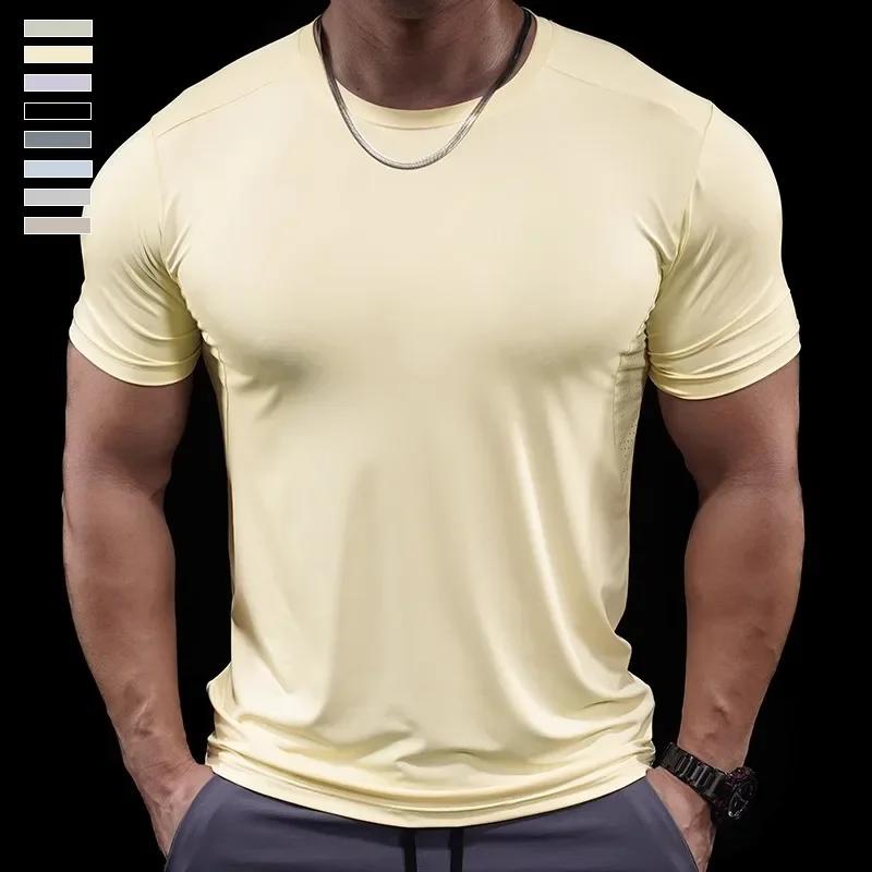 T-shirt à manches courtes pour homme, séchage rapide, haute élasticité, décontracté, course à pied,