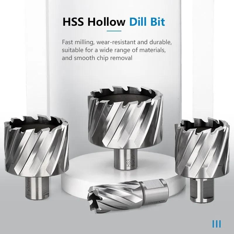Coupe-trou HSS 6-60mm, tige Weldon, foret creux, foret à noyau HSS pour outils de perçage du métal,