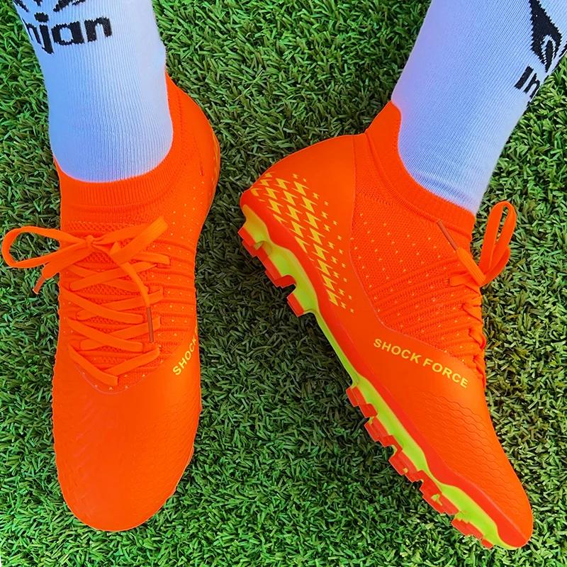 Crampons de football pour hommes et jeunes - Baskets d'entraînement en tricot respirantes