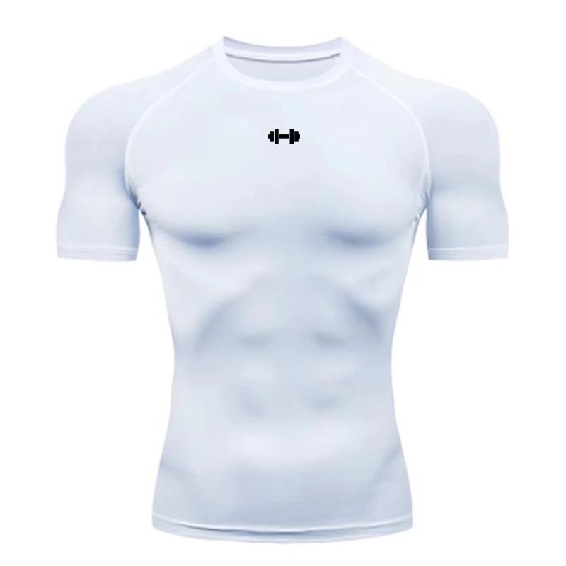 T-shirt de compression élastique pour homme, séchage rapide, sport, athlétique, gym, entraînement, é