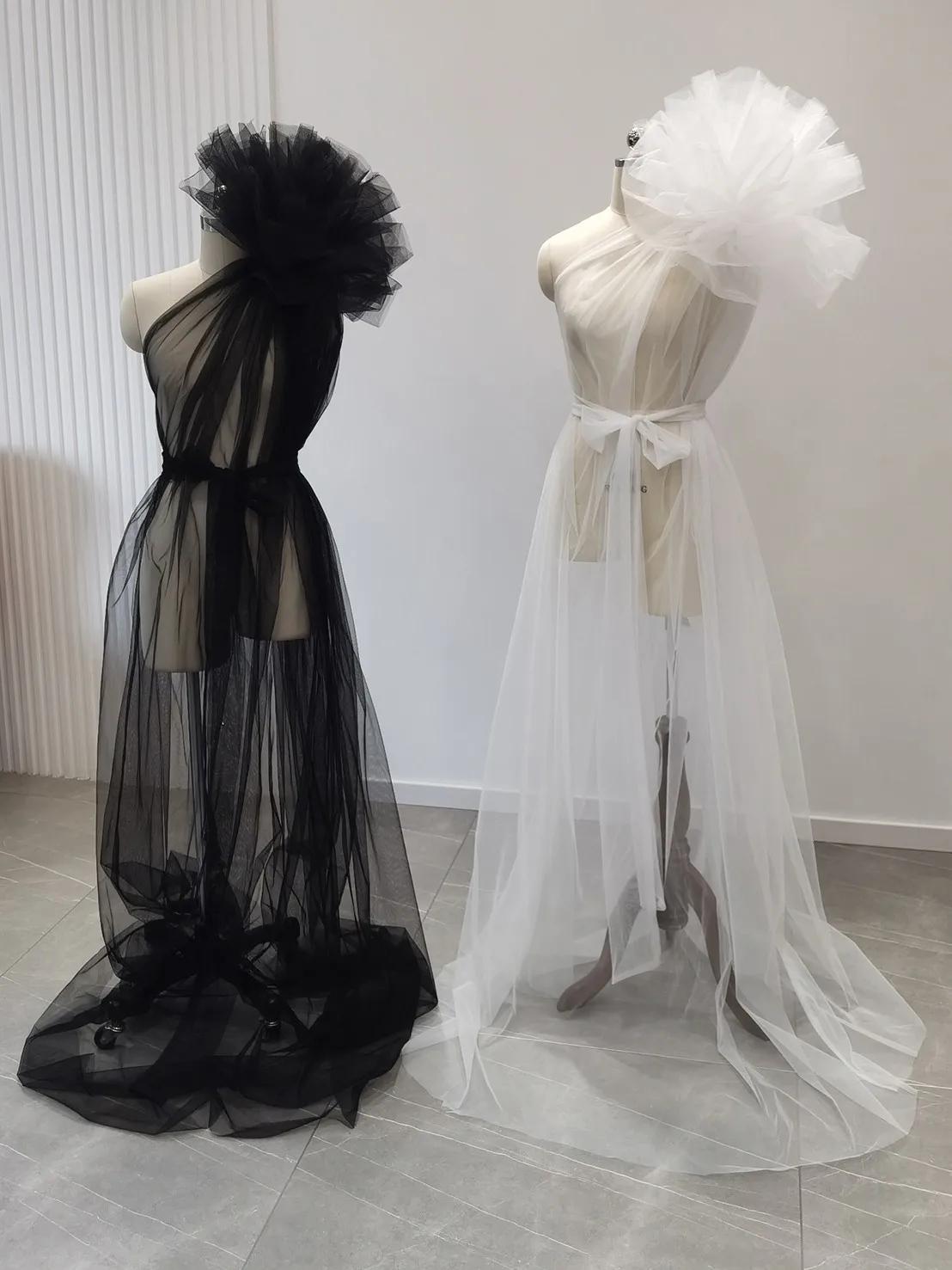 Voir à travers les robes de séance photo de maternité sexy une épaule femmes enceintes accessoires d