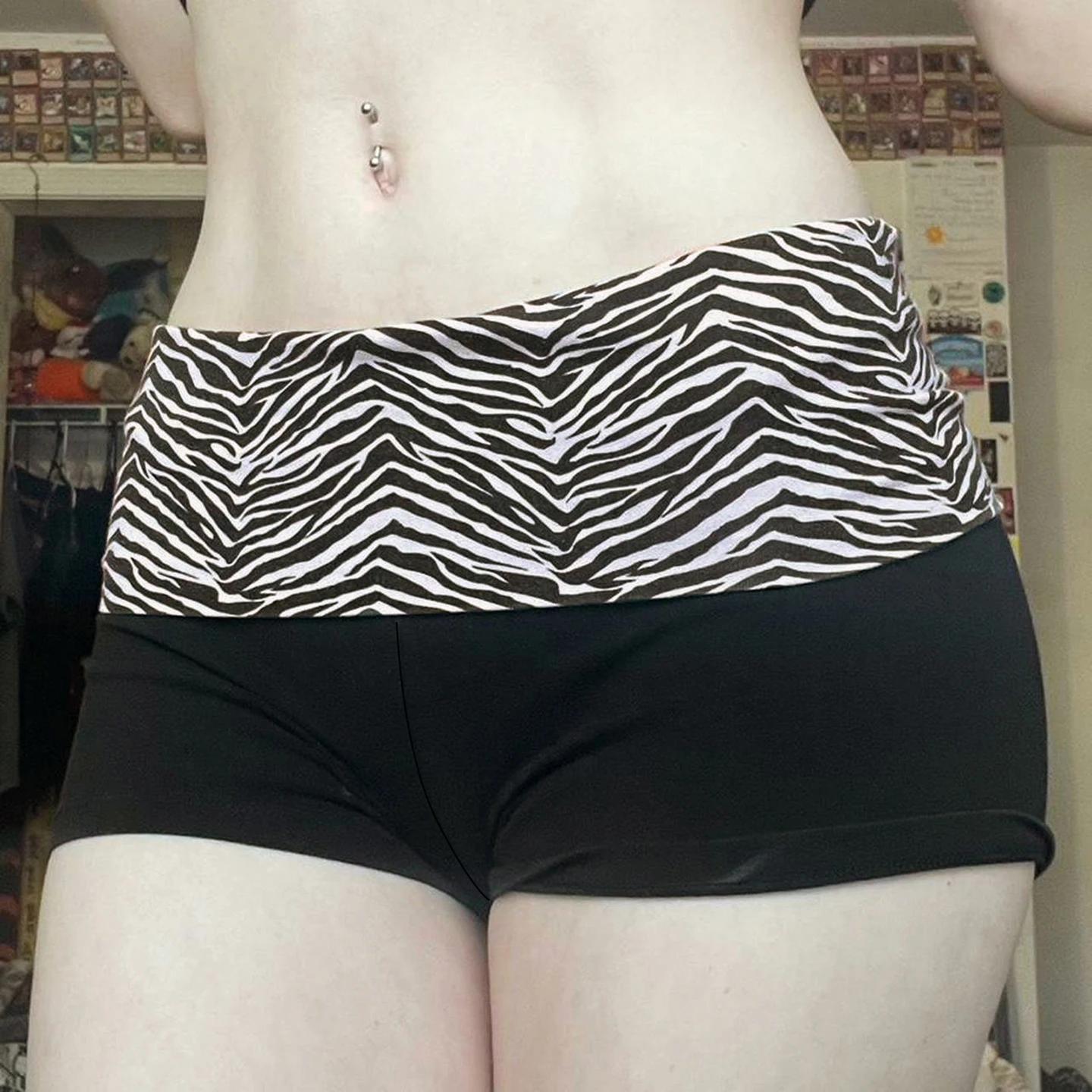 SUCHCUTE décontracté imprimé zèbre élastique Shorts femme maigre taille basse Mini court Y2K Harajuk
