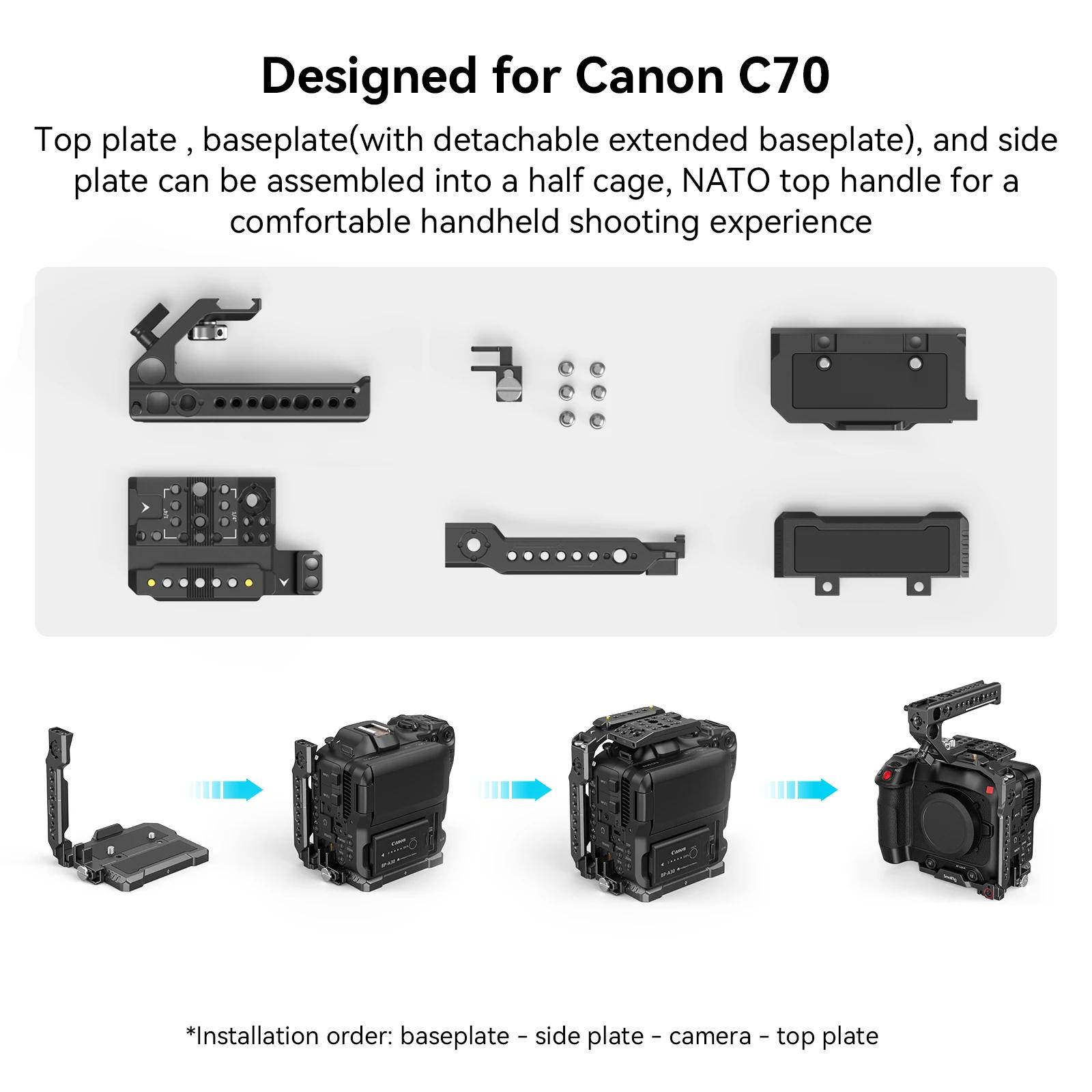Kit portable de Cage de caméra SmallRig pour EOS C70 pour Canon avec ARRI 3/8 "-16 trous, Supports p