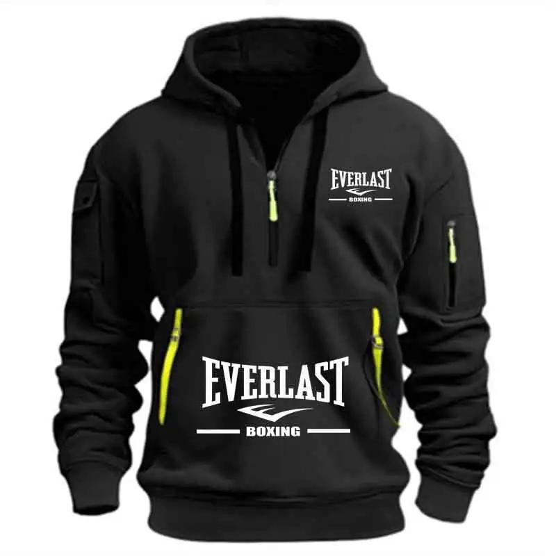 Sweat à capuche décontracté pour hommes, multi-poches, sport, manches longues, imprimé, chaud, demi-