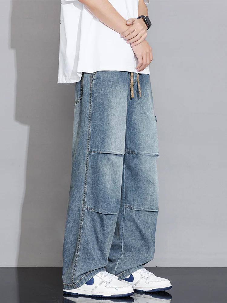 Jean cargo pour homme 2026 Nouvelle collection Printemps-Été, coupe large, en denim, style droit et