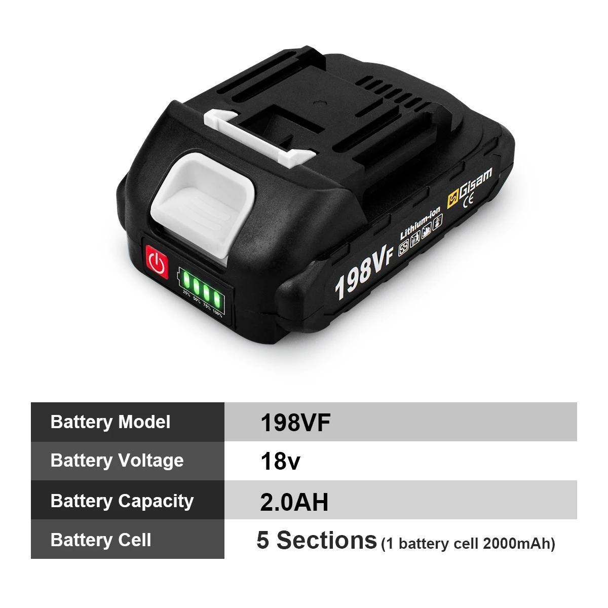 Batterie rechargeable Gisam 4.5Ah 4.0Ah 2.0Ah Lithium-ion 198VF 398VF 928VF Li-ion pour batterie Mak