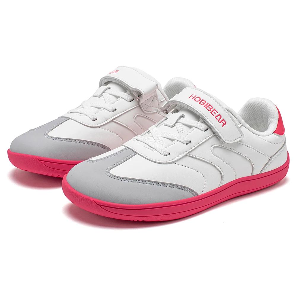HOBIBEAR – chaussures pieds nus pour grands enfants, baskets à bout large avec boucle à crochet, en