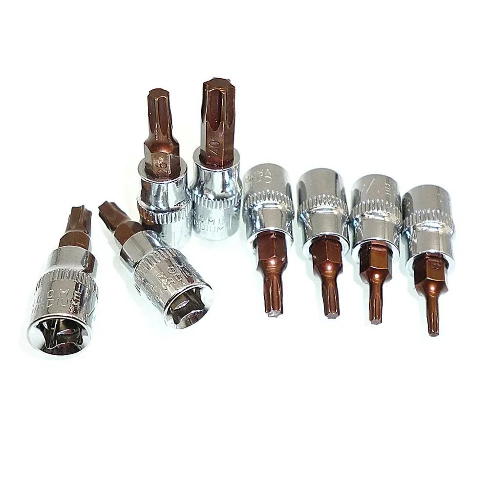 Embout de tournevis Torx 1/4 pouces, douille d'entraînement, adaptateur de clé à douille à cliquet,