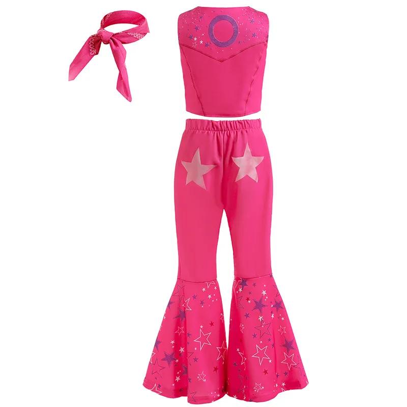 Costume de cow-girl pour filles, inspiré des héros de films, doux et mignon, pour carnaval, rose, ve