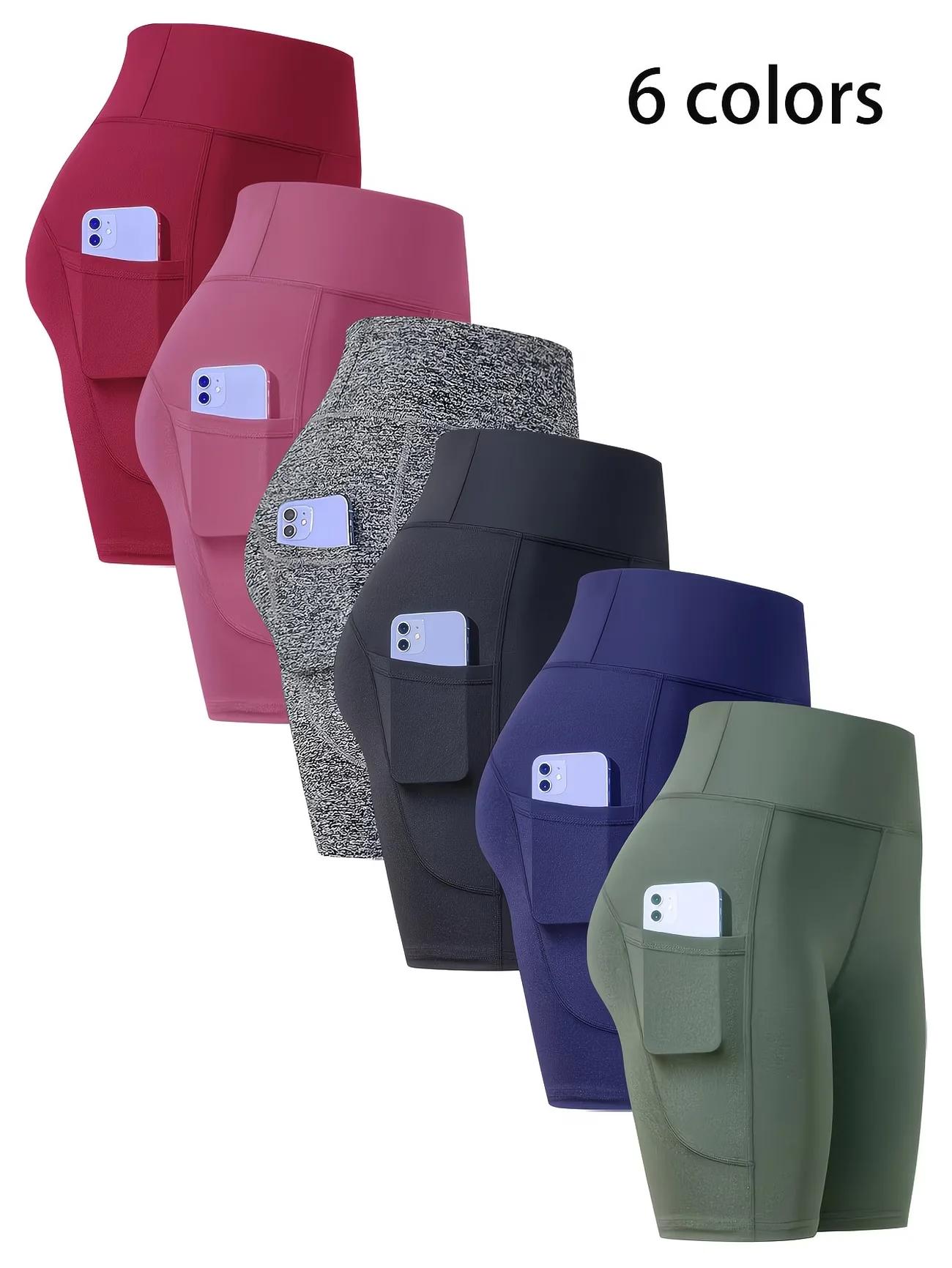 Short de yoga skinny avec poches latérales pour femme, haut de sport, jogging, course à pied, fitnes