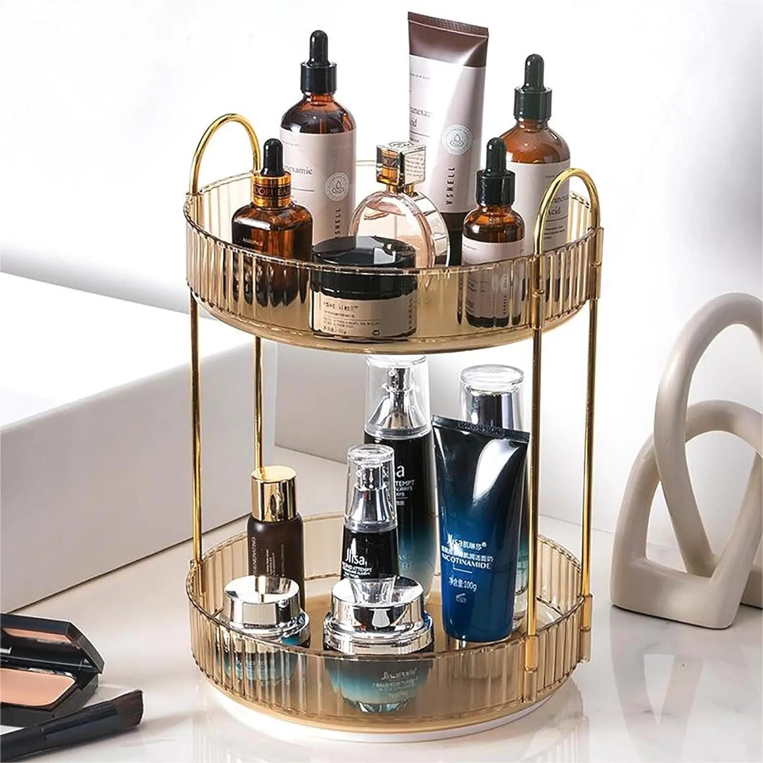 Commode cosmétique de parfum de stockage de soins de la peau, haut de seau, rotation 360, évaluation