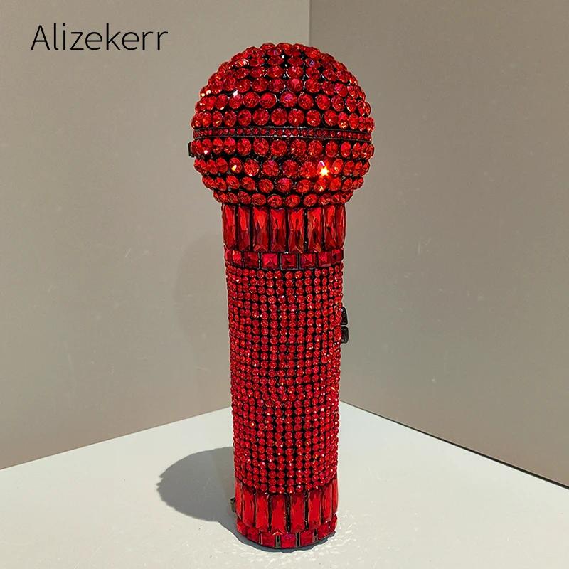 Alizekerr – sacs de soirée en strass en forme de Microphone pour femmes, magnifiques pochettes uniqu