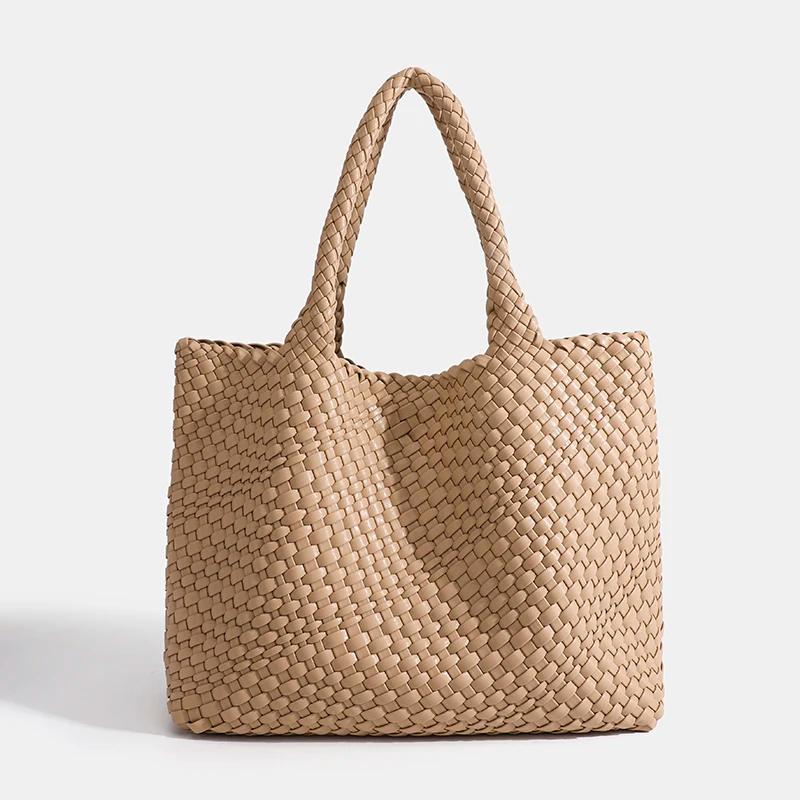 Sac fourre-tout tissé pour femmes, sac à main souple pliable à poignée supérieure, sac Hobo à la mod
