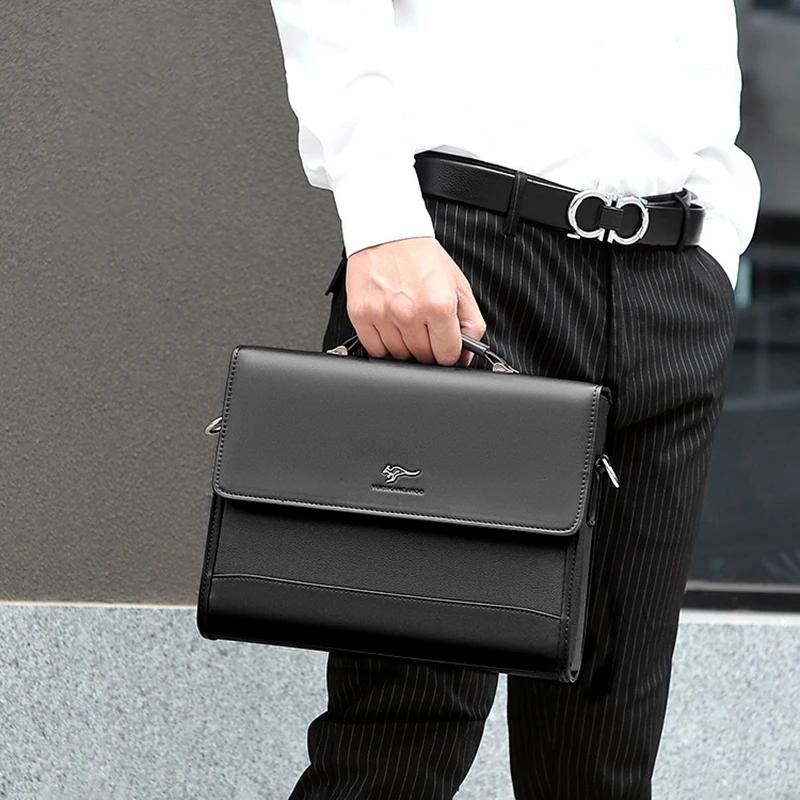 Porte-documents en cuir PU pour hommes, sac à main de styliste, mode Business, messager à bandoulièr