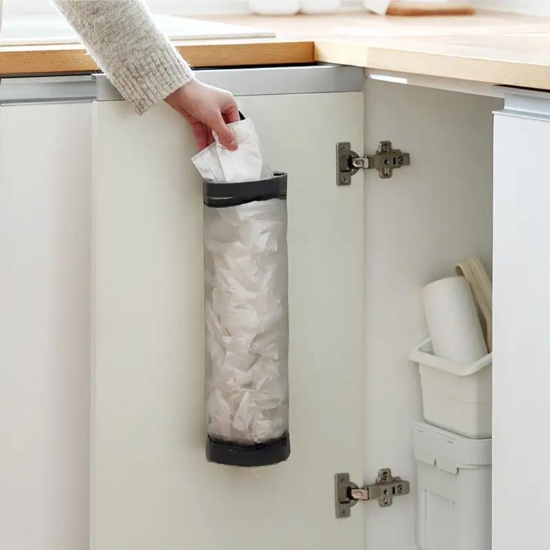 Sac de rangement gris SunOfficiBag, distributeur de sacs en plastique à mailles à montage mural, pou