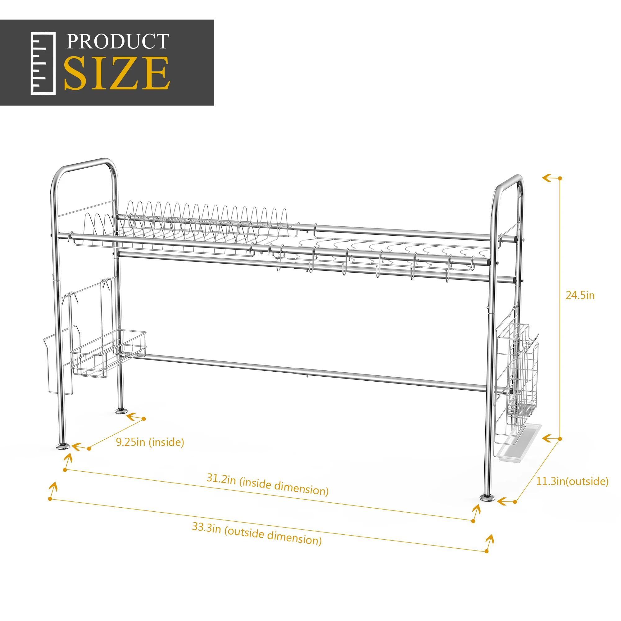 Vaccage de vaisselle à 2 niveaux en acier inoxydable T1, support d'ustensiles pour comptoir