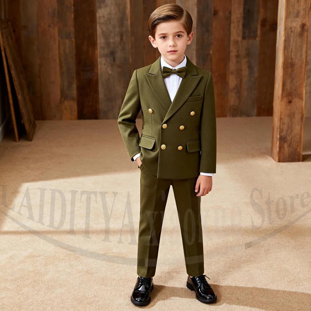 Costume Chic pour Garçons, Ensemble 2 Pièces Élégant à Double Boutonnage et Revers Pointus, Idéal po