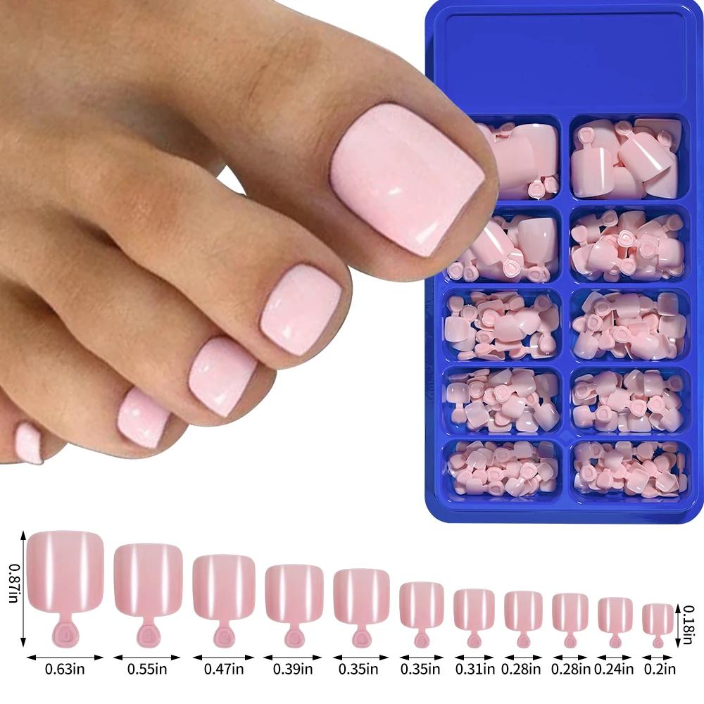 100/120 pièces faux ongles français court carré couverture complète faux ongles d'orteil acrylique r