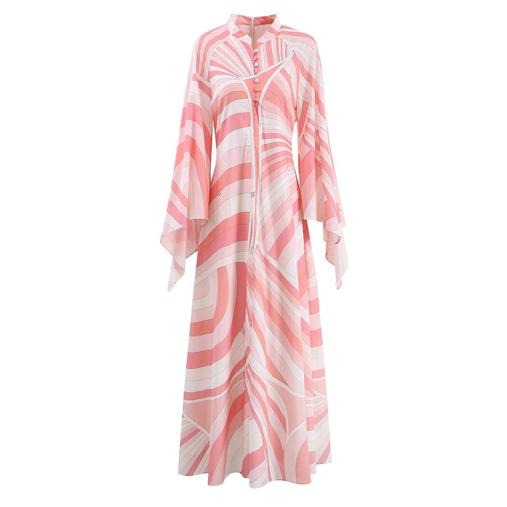Robe chemise élégante à col montant pour femmes, tenue de vacances bohème, ample, décontractée, jupe