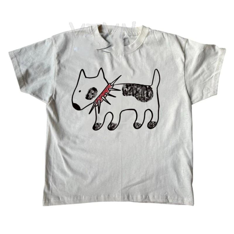 T-Shirt à Manches Courtes pour Femme, Streetwear, Emo, Bébé Fille, Estival et Estival, avec Imprimé