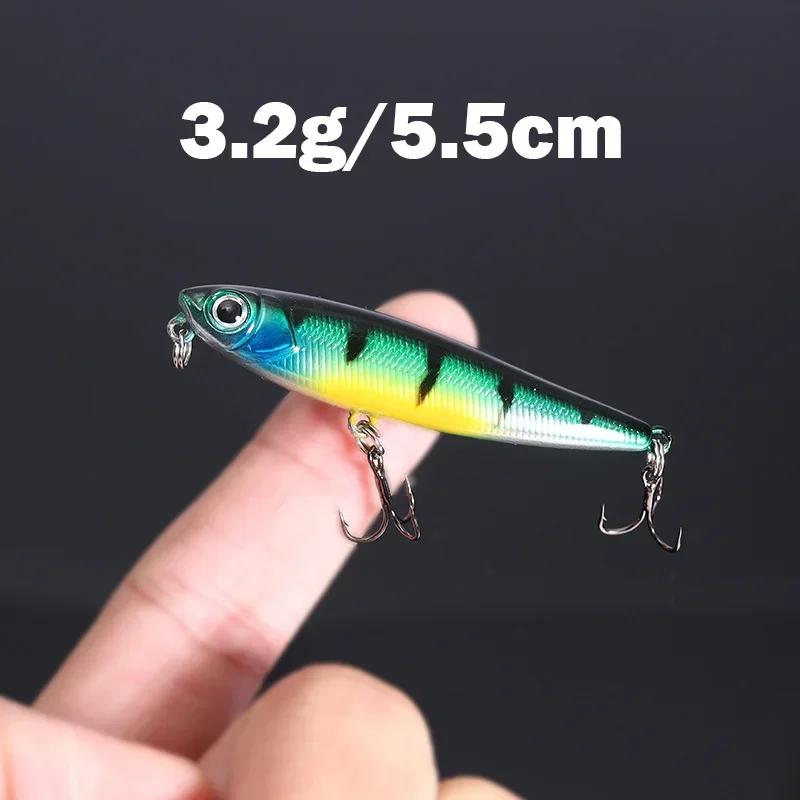 1 pièces 5.5 cm 3.2g crayon flottant leurre de pêche haut d'eau chiens leurres durs appâts Wobbler a
