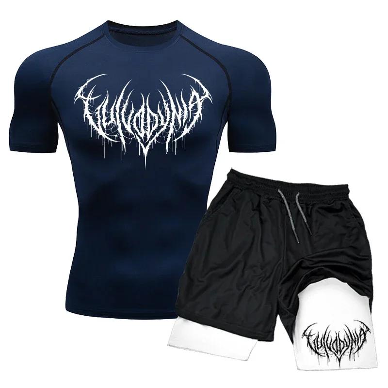 Ensemble t-shirt et short de compression pour homme, maillot moulant à séchage rapide, survêtement d