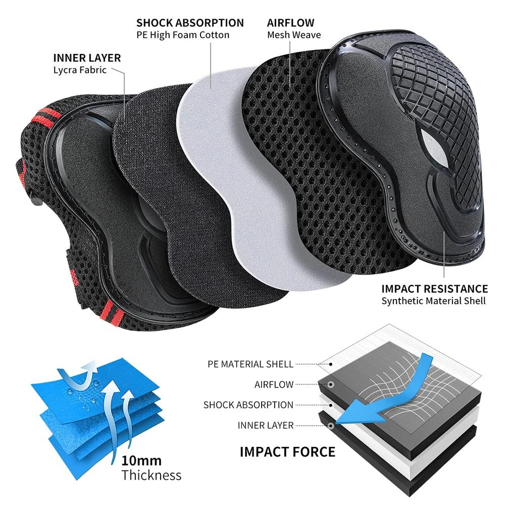 BraceTop 6 pièces/ensemble genouillères pour adolescents et adultes coudières protège-poignets équip