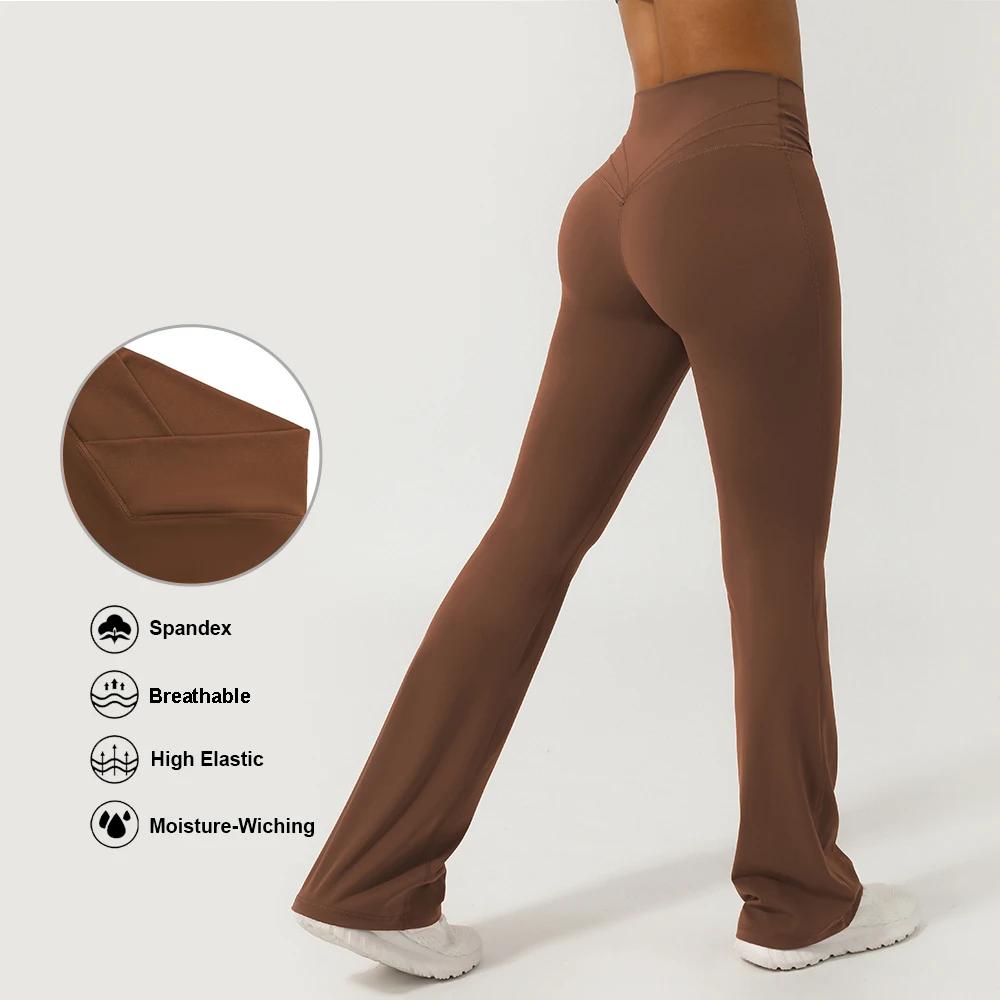 Pantalon évasé de Fitness croisé en V, levage des fesses, taille croisée, Leggings de Sport de Yoga,