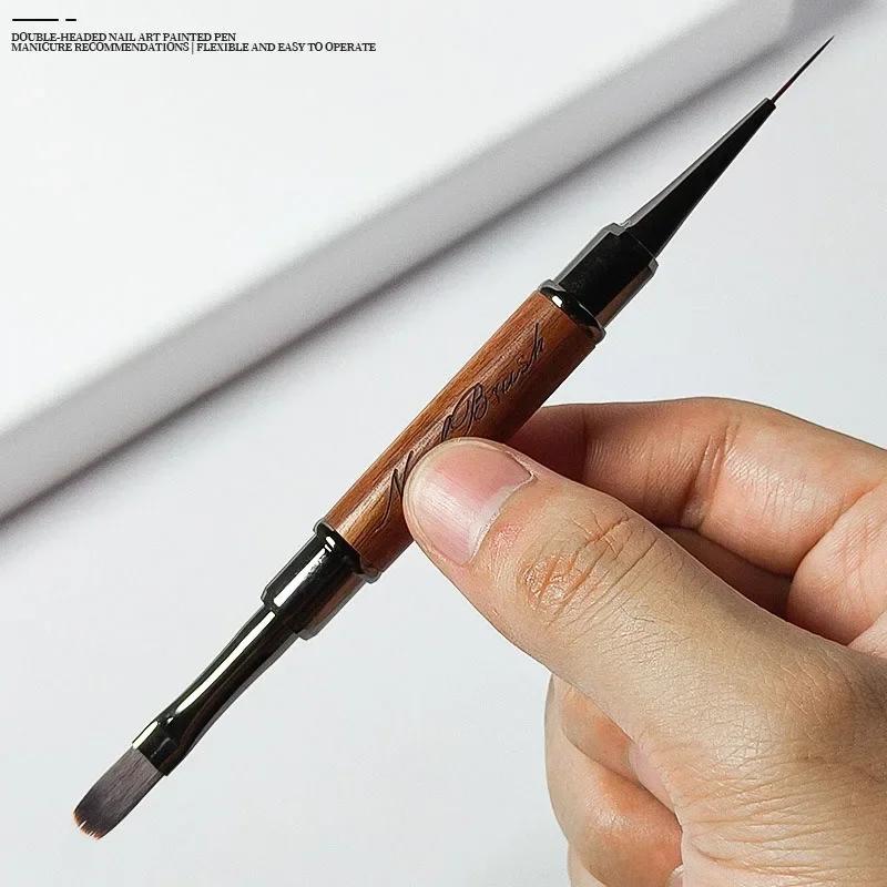Nouveau Pinceau à ongles double embout 1 pièce, Pinceau de manucure fin pour gel de construction, dé