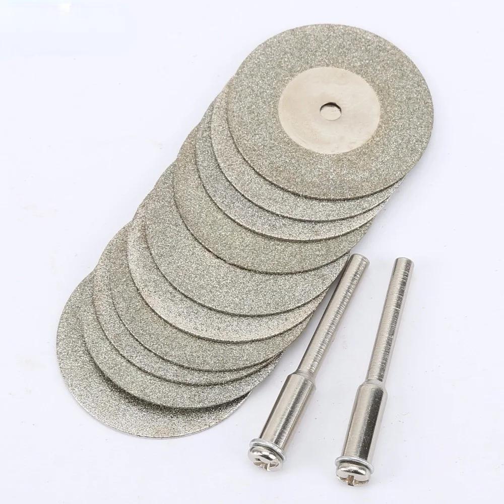 Disques de coupe diamantés 30mm, Mini lame de scie coupée avec 2 pièces de connexion de tige de 3mm