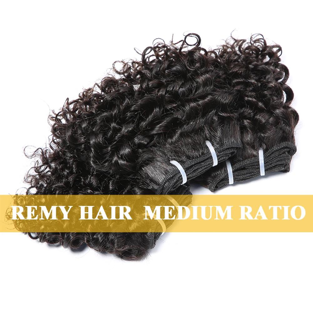 Code Calla rebondissant cheveux bouclés paquets Double tirage indien 6 pouces coupe courte Remy Exte