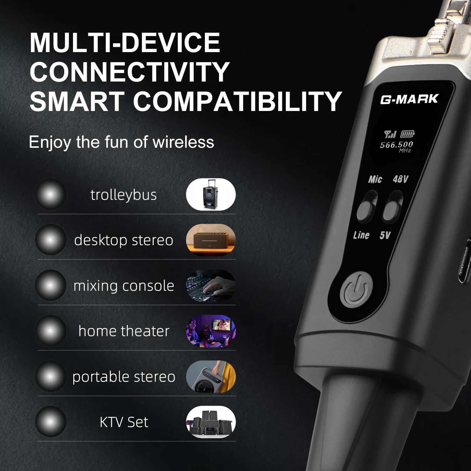 Système de Microphone sans fil G-MARK GX1.1, adaptateur XLR UHF, transmetteur et récepteur Audio à 1