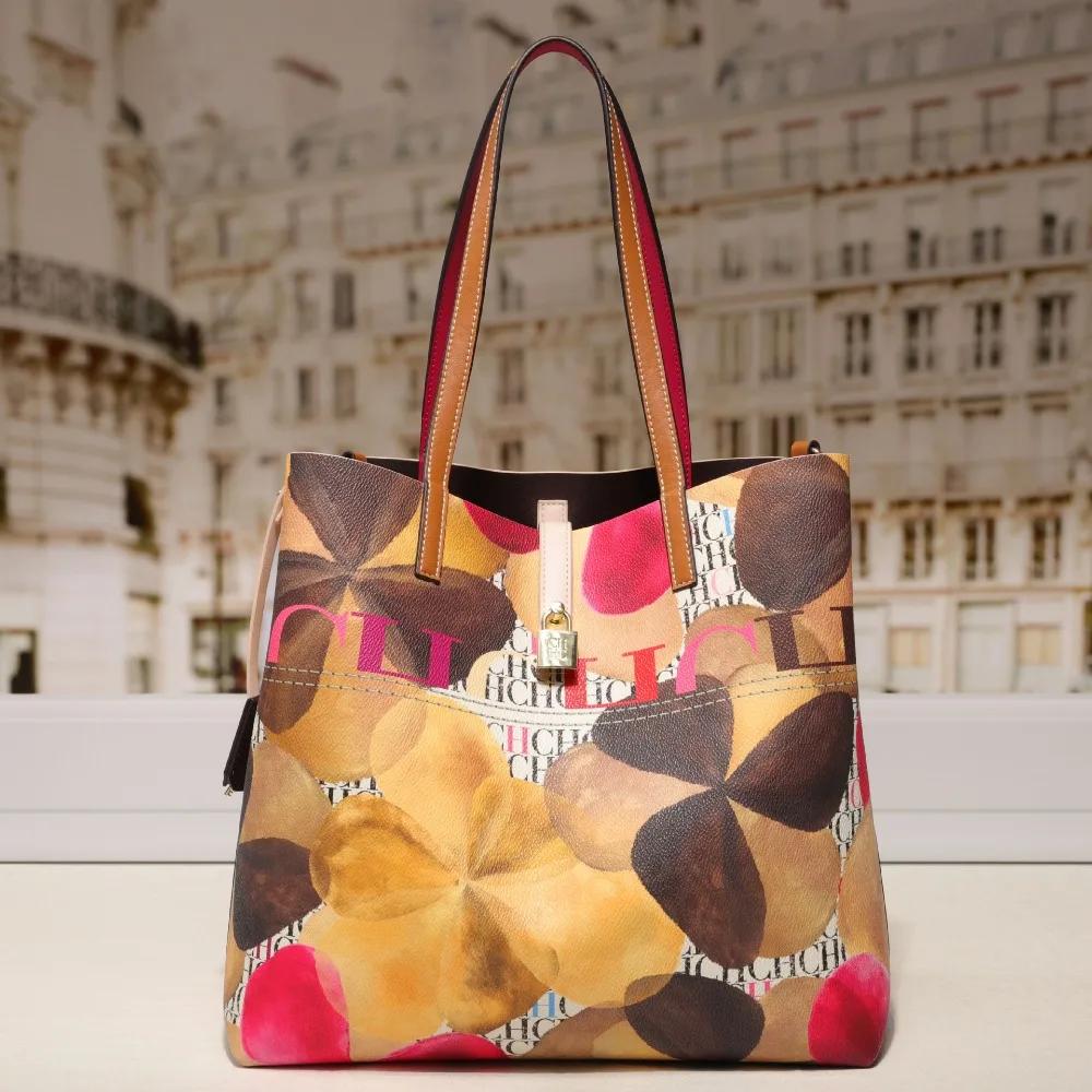 CHHC Sac Seau Femme Nouveau Style Classique Imprimé Lettres Sac à Bandoulière Grande Capacité Sac à