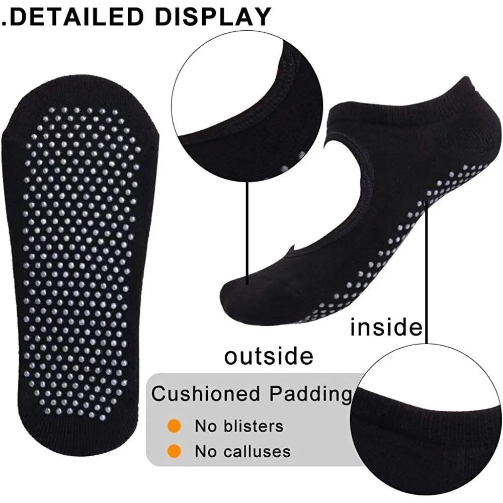 Chaussettes yoga dos nu antidérapantes - Coton femmes sport pilates danse