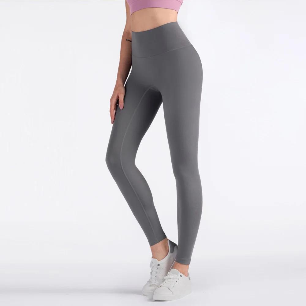 Couleur unie dos taille poche taille haute Fitness Yoga Legging doux femmes Sport pantalon serré beu