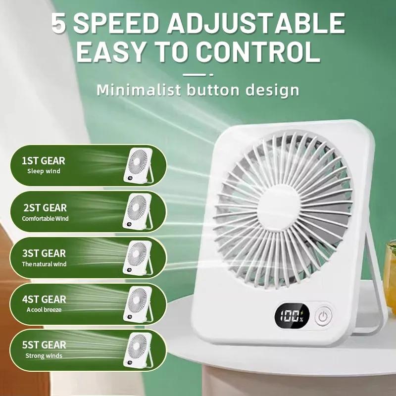 Ventilateur de bureau Ventilateur rechargeable USB portable 180 ° Ventilateur personnel pliant inc