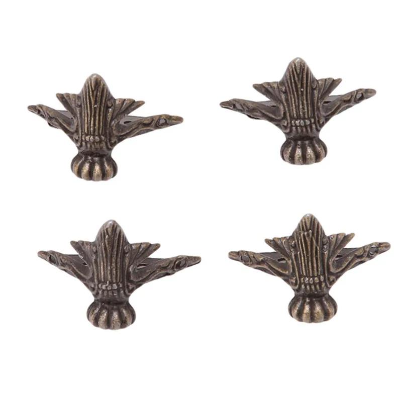 Coffre à bijoux en laiton Bronze Antique, boîte à meubles en bois, pieds décoratifs, protection d'an