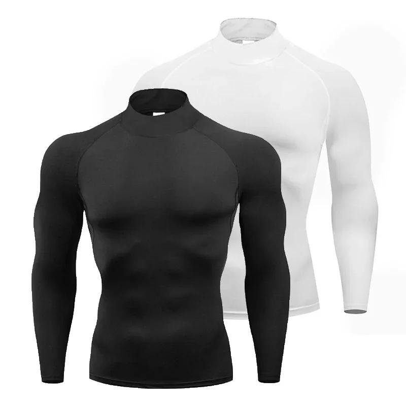 Hommes course T-shirts Compression à manches longues Sport chemises Fitness serré entraînement Joggi