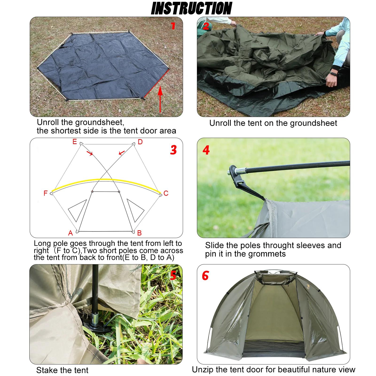 1-2 personnes carpe pêche Bivvy abri tente pour Camping en plein air chasse voyage aventure rapide é