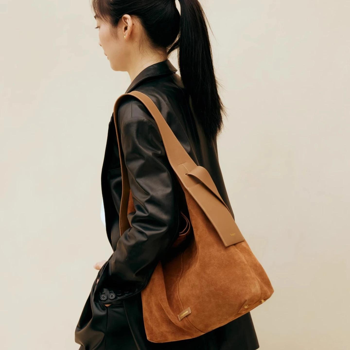 Sac Songmont, sac à main à crochet d'oreille en daim sous les bras, sac à bandoulière simple