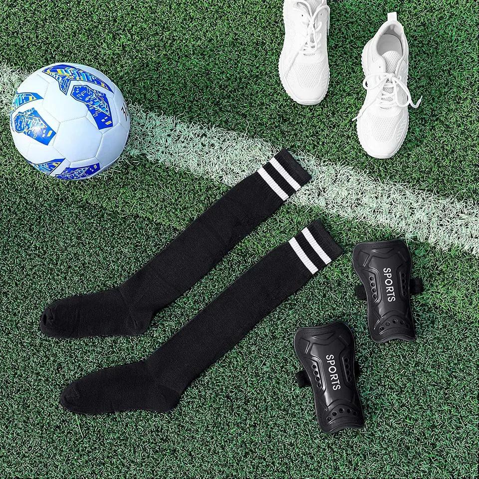Loogdeel 2 paires de protège-tibia et chaussettes de football pour enfants en bas âge et jeunes, pro