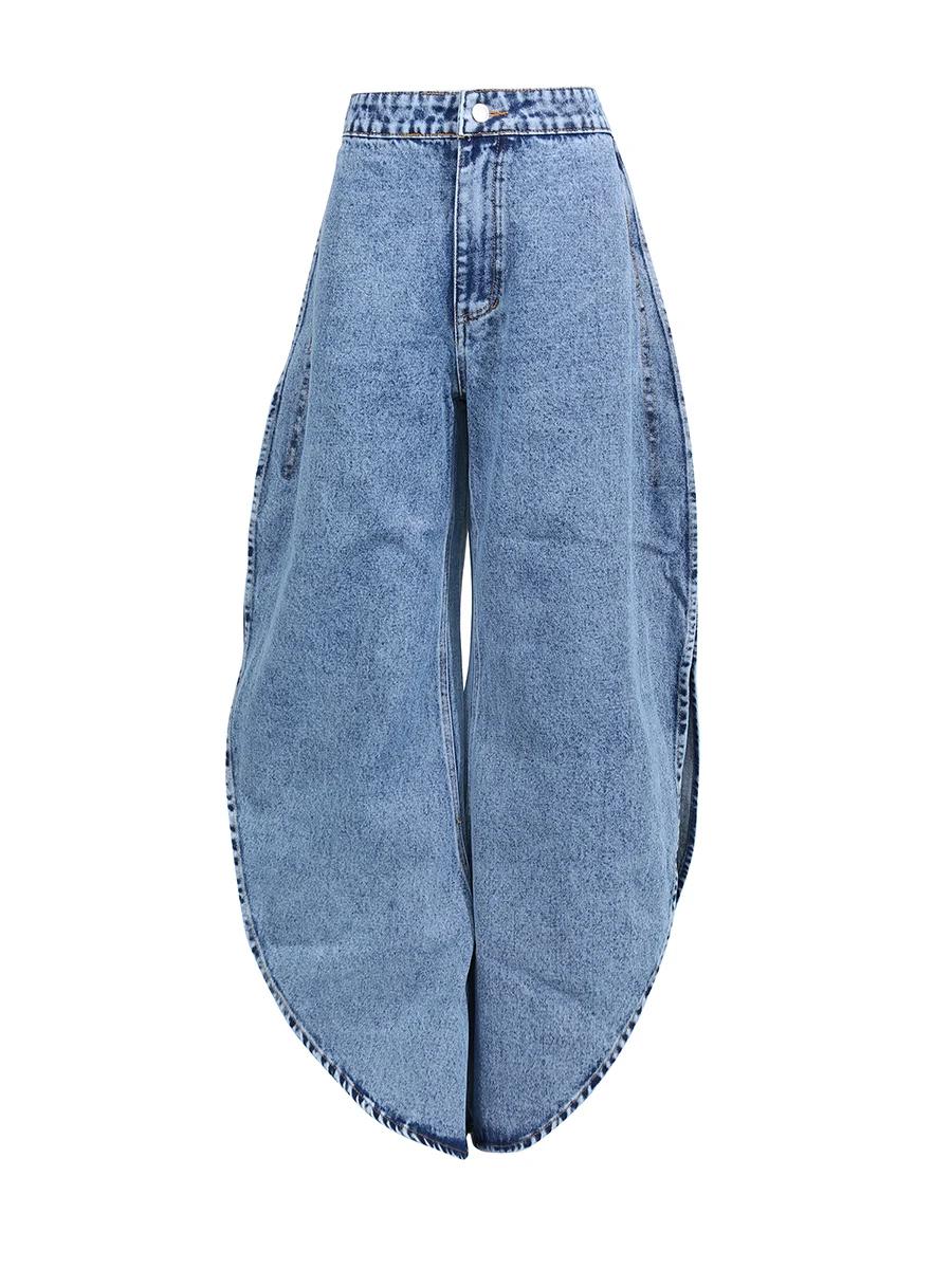 TWOTWINSTYLE Ensemble deux pièces en jean à plis superposés pour femme, haut chic sans manches à col