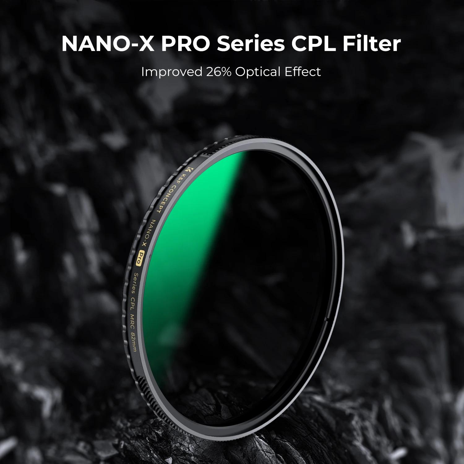 Filtre CPL K&F CONCEPT HD ultra-fin avec cadre en cuivre, film vert anti-reflet 36 couches, série Na
