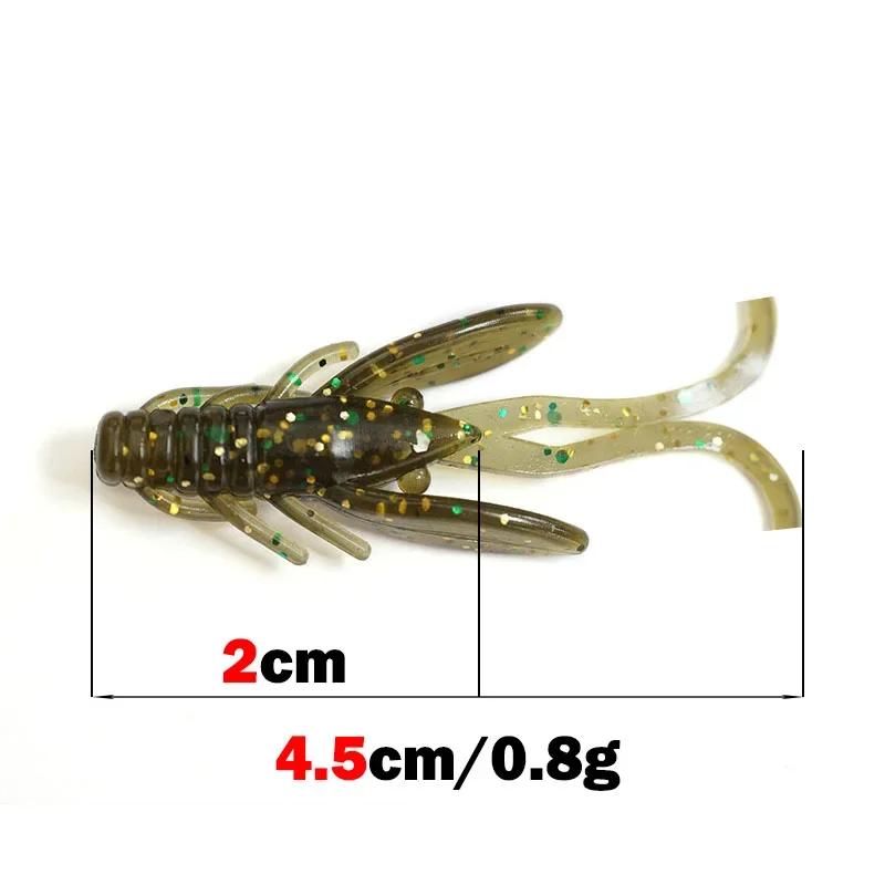 10 pièces Jig Wobblers Silicone souple appât ver homard leurres de pêche 45mm crevette coulant pivot